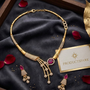 Premium Gold Plated Diamond Cut Necklace Set