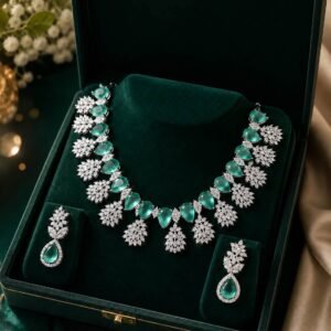 প্রিমিয়াম AD Diamond Cut Necklace Set 💎✨